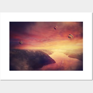 meditative sunset Posters and Art